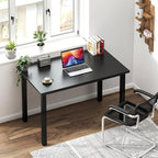 Need Small Desk, 31.5 inch Sturdy Writing Desk for Small Spaces, Computer Desk Teens Desk Study Table Laptop Desk Home Office, Black Metal Frame, Black