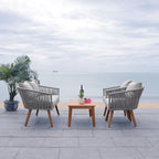 SAFAVIEH PAT7072A Outdoor Velso Rope 4-Piece Seat Cushions and Pillows Included Patio Set