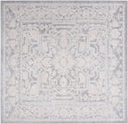 SAFAVIEH Reflection Collection Area Rug - 6'7" Square, Light Grey & Cream, Non-Shedding & Easy Cleaning, Ideal for Living Room, Bedroom (RFT665C)
