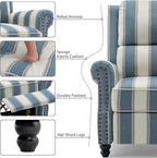 Recliner Chair, Modern Pushback Armchair with Adjustable Backrest & Footrest for Bedroom, Living Room (Navy Blue Stripe,Set of 1)