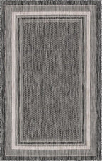 Unique Loom Outdoor Border Collection Area Rug - Soft Border (3' 3" x 5' 3" Rectangle, Black/ Ivory)