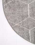 Unique Loom Trellis Frieze Collection Area Rug - Geometric (6' Round, Light Gray/ Ivory)