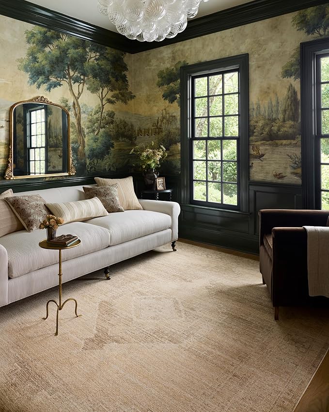Loloi Chris Loves Julia Palma Collection PLM-07 Wheat/Taupe 2'-7" x 12'-0" Fringe Runner Rug Vintage Style Boho Living Room Bedroom Carpet