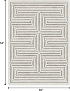 RUGGABLE x Jonathan Adler Machine Washable Modern Area Rug – Labyrinth Camel/Ivory 5x7, Stain-Resistant, Non-Slip – Medium Rugs for Living Room, Bedroom, Hallway, Entryway & Office–with Standard Pad