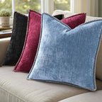 decorUhome Christmas Chenille Soft Throw Pillow Covers 20x20 Set of 2, Farmhouse Velvet Neutral Decorative Euro Pillow Covers with Stitched Edge for Couch Sofa Bed Home Decor, Rhododendron