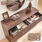 Fluted Dresser for Bedroom, 47" 6 Drawer Dressers, Wood Tall Dresser Storage Organizer, Modern Chest of Drawers with Deep Storage for Closet Hallway, Entryway, Living Room, Brown