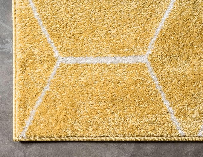Unique Loom Trellis Frieze Collection Area Rug - Geometric (8' x 10', Yellow/ Ivory)