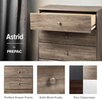 Prepac Astrid Tall Gray Dresser: 16.5"D x 19.75"W x 50"H, 6-Drawer Chest for Bedroom by Prepac - Perfect Chest of Drawers for Ample Storage, Drifted Gray