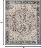RUGGABLE Washable Vintage Area Rug – Kamran Royal Blue 8x10, Stain-Resistant, Non-Slip – Large Machine Washable Rugs for Living Room, Bedroom, Hallway, Entryway & Office–with Cushioned Pad