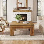 Tribesigns Farmhouse Square Coffee Table for Living Room, 39.37-Inch Low Large Center Tea Accent Table with Sturdy Legs, Easy Assembly (Rustic Brown)
