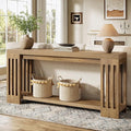 Tribesigns Farmhouse Console Table, 70.9-Inch Sofa Table Behind Couch with Vertical Stripe Legs, 2-Tier Entryway Accent Furniture for Living Room, Hallway, Entrance, Foyer, Light Brown