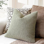 Foindtower Pack of 2, Decorative Textured Boucle Throw Pillow Covers Accent Solid Pillow Cases Cozy Soft Couch Cushion Case for Chair Sofa Bedroom Living Room Home Decor 22x22 Inch Dirty Sage Green