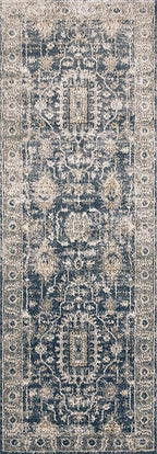 Loloi Teagan Collection TEA-03 Denim/Pebble 2'-8" x 10'-6" Runner Rug, Large, Soft Neutral Rug, High-Traffic for Living Room, Bedroom, Home Office, Dining Area