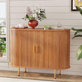 DHH Storage Cabinet, Fluted Sideboard Buffet Cabinet with Tambour Sliding Doors& Adjustable Shelf, Accent Coffee Bar Console Table for Kitchen, Living Room, Entryway (Yellow walnut40 Inch)