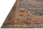 Loloi Layla Collection LAY-09 Cobalt Blue/Spice 9'-0" x 12'-0" .13" Thick Area Rug, Soft, Durable, Vintage Inspired, Distressed, Low Pile, Non-Shedding, Easy Clean, Printed, Living Room Rug