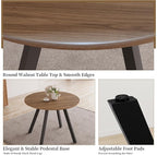 34.6'' Round Dining Table and Chairs for 4 Space Saving for Apartment Kitchen Dining Room (Walnut Table+4 White Chairs)