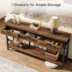 Tribesigns Console Table with Drawers, 70.9-Inch Extra Long Entryway Table with Storage for Entryway, Living Room, Foyer, Unique Design