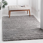 Unique Loom Solid Shag Collection Area Rug (5' 1" Square, Cloud Gray)