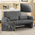 56'' Corduroy Loveseat Sofa, 2 Seater Love Seat Couch for Small Space, Comfy Upholstered Modern Leisure Loveseat Couches with Lumbar Pillows for Bedroom, Office, Living Room, Grey