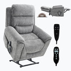PELUMY Power Lift Recliner Chair for Elderly with Massage and Heat, Dual Motor Heavy Duty 350lbs Recliner, 8-Point Vibration & Lumbar Heating, Electric Lift Chair (Chenille, Dark Grey)