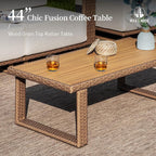 HERA'S HOUSE 5 Pieces Sectional Outdoor Patio Furniture Set, Modular Patio Conversation Set with 2 All Weather Rattan Wicker Sofas with 5.3" Widened Armrest, 2 Comfy Armchairs, and 1 Coffee Table