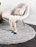 Unique Loom Solid Shag Collection Area Rug (10' 2" Round, Cloud Gray)