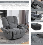 Big Man 500 lbs Power Lift Recliner for Big & Tall Elderly Adults 28 Inch Wide Seat, Lay Flat Lift Recliner Chair with Extended Footrest, Heat Massage, USB Type-C, Flip Arm Storage & Cup Holders