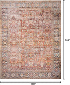 Loloi Layla Collection LAY-02 Spice/Marine 9'-0" x 12'-0" .13" Thick Area Rug, Soft, Durable, Vintage Inspired, Distressed, Low Pile, Non-Shedding, Easy Clean, Printed, Living Room Rug