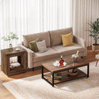 Tribesigns Rustic Wood End Table, 2 Tiered Square Side Table with Storage Shelf, Industrial Sofa Side Table for Living Room, Entrance (Rustic Brown) (1)