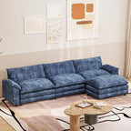 Furniwell Modular Sectional Sofa with Moveable Ottoman, Oversized 3-Seater Couch with Supportive Backrest, Chenille Convertible Sofa Couches for Living Room/Apartment(L Shaped,Blue)