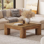 Tribesigns Farmhouse Square Coffee Table for Living Room, 39.37-Inch Low Large Center Tea Accent Table with Sturdy Legs, Easy Assembly (Rustic Brown)