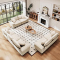 PHI VILLA Cloud Modular Couches Sets, 3 Pieces Large Sectional Sofa Set with Loveseats, 7-Seater Upholstered Couch for Living Room, Chenille Fabric, Beige