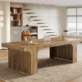 Tribesigns 70.9-Inch Executive Desk, Large Wooden Computer Office Desk, Modern Writing Table Business Workspace Home Office Furniture with Arched Design, Rustic Wood Grain