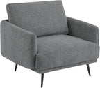 Oversized Accent Chair for Living Room Chairs Reading Arm Chair Comfy Modern Single Sofa Side Chairs with Metal Legs & Soft Cushion for Bedroom, Waiting Room (Chenille Dark Grey, Set of 2)