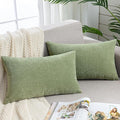 GAWAMAY Lumbar Decorative Rectangle Throw Pillow Covers 12"x20" Inch Set of 2, Super Soft Chenille Throw Pillowcase for Sofa Living Room Bedroom Couch Cushion Cover Sage Green 30x50cm (ONLY Covers)
