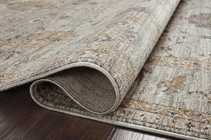 Loloi Magnolia Home by Joanna Gaines Millie Collection MIE-02 Sky/Gold 11'-6" x 15'-7", .25" Pile Height, Area Rug