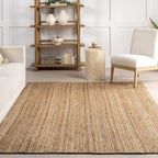 nuLOOM 2x8 Rigo Jute Hand Woven Area Rug, Natural, Solid Farmhouse Design, Natural Fiber, For Bedroom, Living Room, Dining Room, Hallway, Office, Kitchen, Entryway