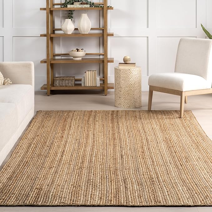 nuLOOM 2x8 Rigo Jute Hand Woven Area Rug, Natural, Solid Farmhouse Design, Natural Fiber, For Bedroom, Living Room, Dining Room, Hallway, Office, Kitchen, Entryway