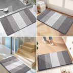 Kitinjoy Indoor Outdoor Door Mat, 40x32 Non-Slip Absorbent Dirt Trapper, Low-Profile Washable Inside Entrance Front Floor Mat, Sturdy Soft Entry Doormats for Entryway, Light Grey