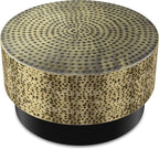 SIMPLIHOME Montrose Metal Coffee Table - 30 inch Wide Solid Iron Round Living Room Table in Antique Gold and Black, Modern Industrial Cocktail Table for Lounge with Hand-Hammered Texture, Assembled