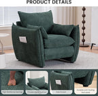 Chenille Oversized Accent Chairs Set of 2, Modern Oversized Armchair with Removable Pillow, Comfy Living Room Chair with Side Pocket Storage for Bedroom, Office, Green