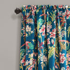 Lush Decor Dolores Light Filtering Window Panels, Pair, 52" W x 95" L, Navy & Multi - Floral Curtains for Bedroom - Vintage Curtains - Coquette Room Decor