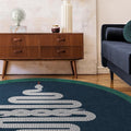 RUGGABLE x Jonathan Adler Machine Washable Modern Area Rug – Venom Sapphire 6 ft Round, Stain-Resistant, Non-Slip – Medium Rugs for Living Room, Bedroom, Hallway, Entryway & Office–with Standard Pad