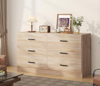 Bigbiglife Dresser for Bedroom, 6 Drawer Double Dresser, Modern Chest of Drawers with Deep Drawers, TV Stand Large Storage Organizer for Living Room, Closet (Light Oak)