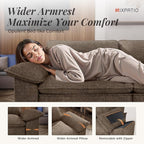 123" Cloud Modular Sectional Sofa, 3-Seater w/Deep Seat & Removable Arms, Plush Chenille for Living Room - Taupe