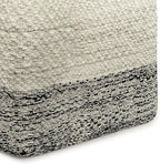 SIMPLIHOME Macie Boho Square Woven Outdoor/ Indoor Pouf in Grey and White Recycled PET Polyester for the Living Room, Bedroom and Kids Room
