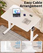 Okin Small Electric Standing Desk, 40" x 24" Whole Piece Height Adjustable White Sit to Stand Desk Computer Workstation for Home Office