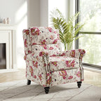 Recliner Chair, Modern Pushback Armchair with Adjustable Backrest & Footrest for Bedroom, Living Room (Pattern Floral,Set of 2)