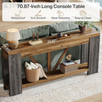Tribesigns 70.9" Extra Long Entry Table, Farmhouse Wood Console Table with Storage, Modern Accent Sofa Table Behind Couch Foyer Tables for Entryway, Living Room, Entrance, Rustic Brwon
