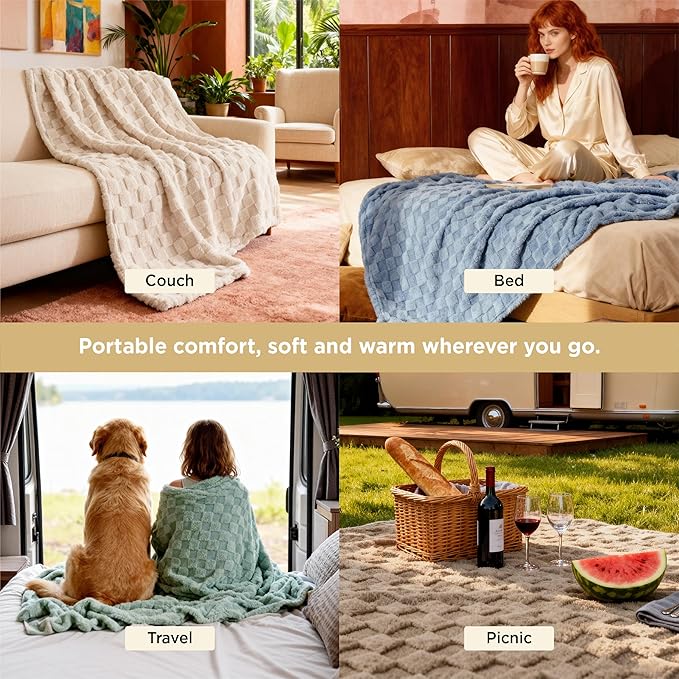 Bedsure GentleSoft Twin Blanket for Bed - Super Soft Cozy Blankets for Women Men Girls, Cute Fuzzy Fleece Throws for Bedroom Couch, Sage Green, 60x80 Inches